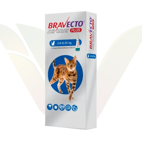 Bravecto Plus 2.8Kg a 6.25Kg Spot On Cats 250mg